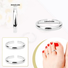 Mikovivi 2pcs Toe Rings Set for Women, Adjustable Simple Hammered Toe Rings Classic Minimalist Design Open Band Beach Foot Knuckle Jewelry for Summer Vibes (Silver)