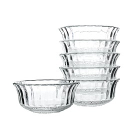HillSpring Small Glass Bowls for Dessert, Snack, Fruit, or Nuts, 4.5" Textured Bowls Set for Kitchen Prep, 9.5 ounce Capacity Dip Bowls, Portion Control Bowls, Set of 6 (6)