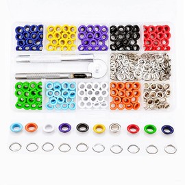 Eyelet Set, 400 Pieces 5 mm Metal Eyelets Eyelet Metal Eyelets Grommet Kit Eyelets Tool with 3-Piece Installation Tool Kit for Fabric, Leather, Clothing, Canvas Hole Punch (10 Colours)