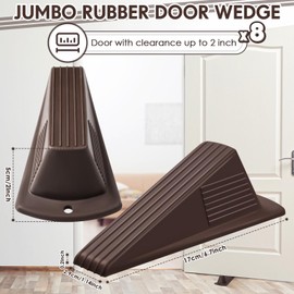Frienda 8 Pcs Jumbo Door Stoppers Heavy Duty Door Stopper Tall up to 2inch Tall Wedge TPR Large Wedge Stackable Big Rubber Doorstop for Hotel Carpet Hardwood Concrete and Tile (Coffee)