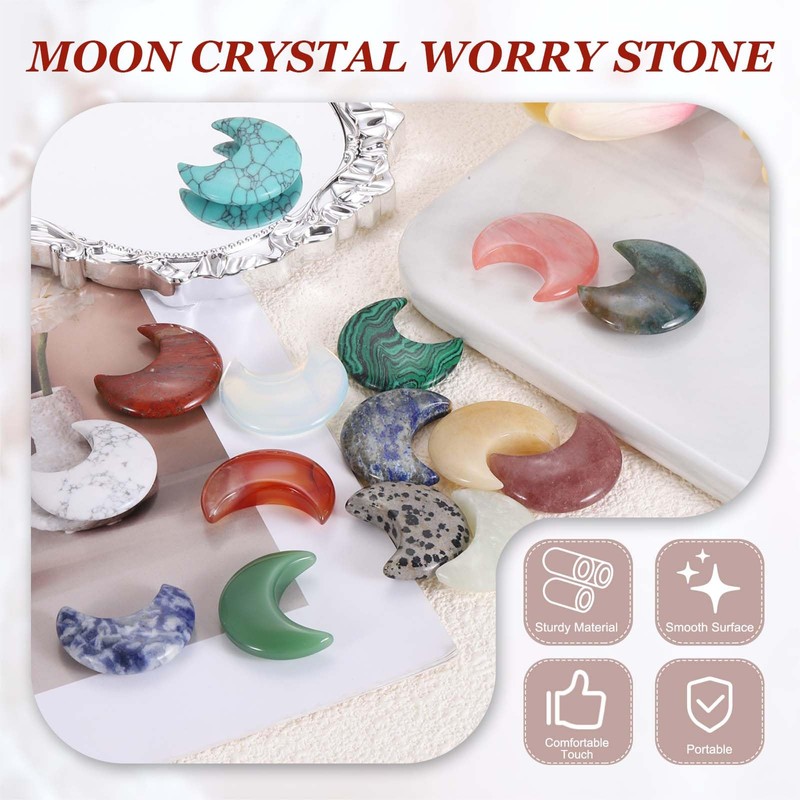 10Pcs Moon Crystal Worry Stone 1.2 Inch Green Turquoise