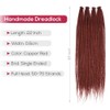 Kraler Dreadlock Extensions, 22" Copper Red Synthetic Crochet Dreads Extensions