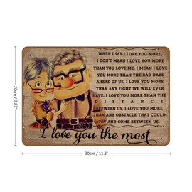 VIOFLOW Up Carl and Ellie Sign Vintage Metal Tin Signs I Love You The Most Wall Art Gift for Wife from Husband Funny Wall Decor for Kitchen Bathroom Bar Garage Retro Wall Art Plaque 8x12 Inches