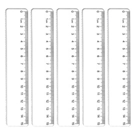 5-Piece 15cm Clear Plastic Ruler Set, Perfect for School & Office Use, Transparent Measuring Tools for Crafting, Drawing, and Precision Work, Small Rulers for Kids & Adults