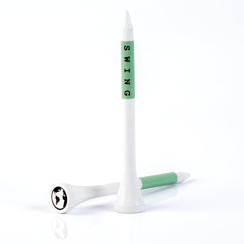 Green Swing 70mm White & Green Bamboo Golf Tees 30pcs
