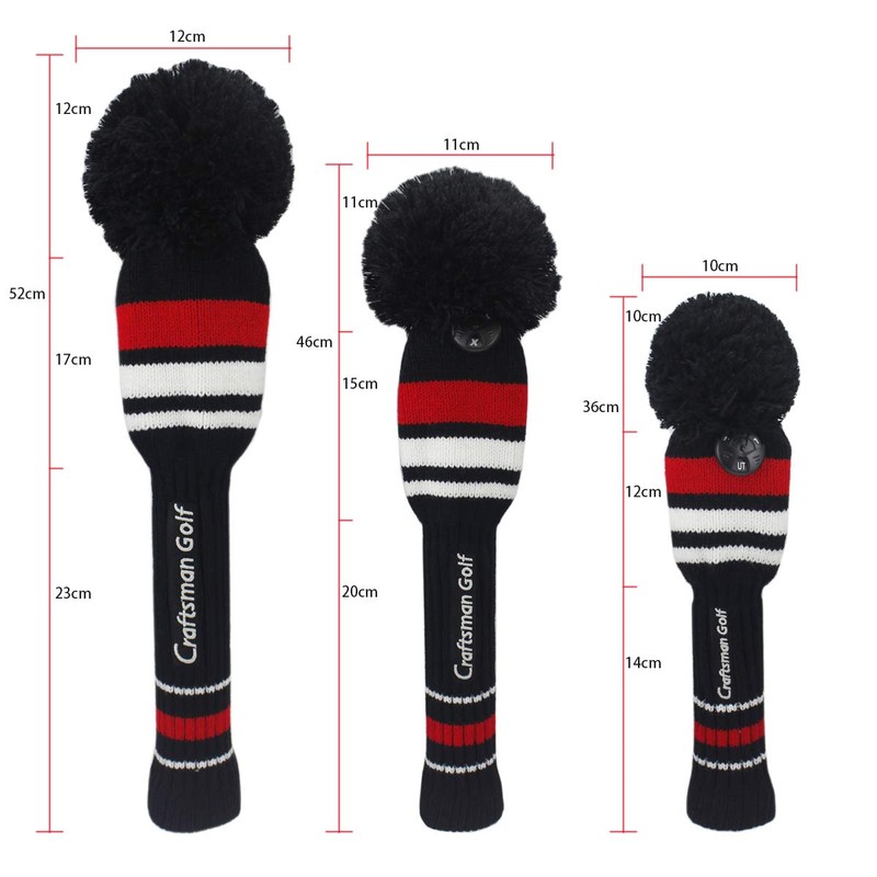 Craftsman Golf Driver Cover, Single Item, #1, Knit Pom Pom