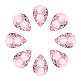 MECCANIXITY 8Pcs 20 x 30mm Teardrop Rhinestones Glass Pointed Back Rhinestone Beads Gems for Jewelry Making Costume Crystal Embellishments Crafts,Pink