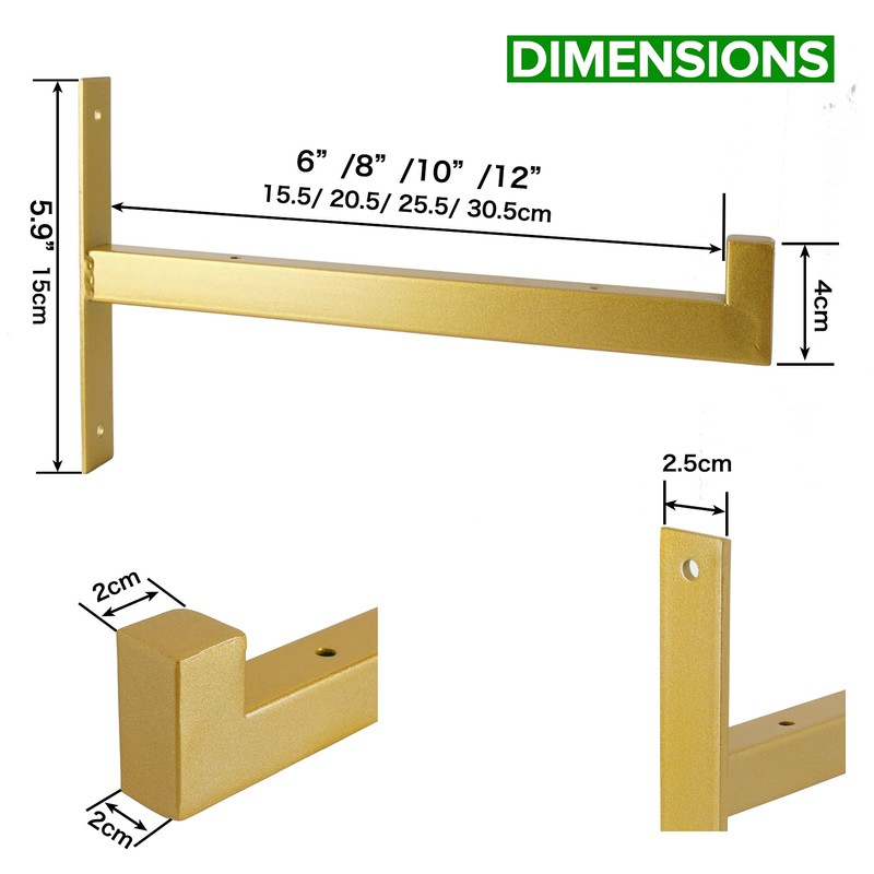 6 Pcs Heavy Duty Shelf Brackets 12 Inch Wall Mounted