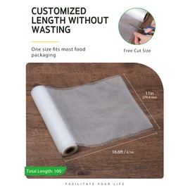 Syntus Vacuum Sealer Bags for Food, 6 Rolls 11" x 16' Commercial Grade Bag Rolls, BPA Free Food Vac Bags for Storage, Meal Prep or Sous Vide