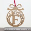Laser cut Christmas tree bauble decoration: Letter F