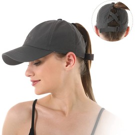 ZCGOINGTECH Gorra de Béisbol de Mujer con Cola de Caballo Cruzada en La Espalda,Gorra Deportiva Mujer,Ldeal para Béisbol, Correr Entrenamientos y Actividades al Aire Libre