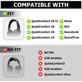 umvowuxa Replacement Earpads for Bose QuietComfort 35 (QC35) and QuietComfort 35 II (QC35 II) Headphones, Ear Pads Made of Premium Comfortable Protein Leather and Noise-Isolating Memory Foam (White)