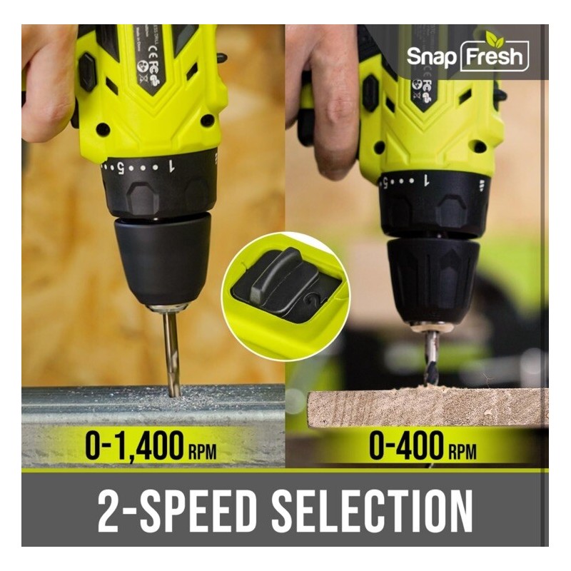 Snapfresh 20V Cordless Drill W/ Battery, Charger, 43 Pc Bit/