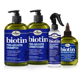Difeel Régimen de biotina para el crecimiento del cabello - Champú, acondicionador y sistema de tratamiento de 4 pasos (SET de 4 piezas)