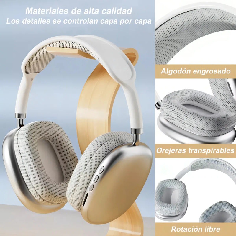 Auriculares Inalmbricos Diadema Con Micrfono 400mah Plateado Diadema Vulata P9