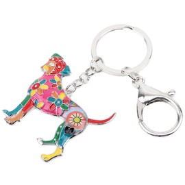 DOWAY Cute Enamel Boxer Dog Keyring Bag Charms for Women Dog Jewellery Gifts, multicoloured