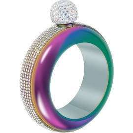 2025New Bracelet Flask for Women 304 Stainless Steel Bangle Flask 3.5 oz Creative Decorative Bracelet Flask with Rhinestone Lid Party Flask Gift for Women Girls Birthday Party - Color: Color