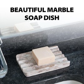 Karibiber Marble Soap Holder, Soap Dish for Shower, Bathroom, Kitchen, Multi-Function Soap Saver, Soap Saver with Water Ripple Design, Soap Tray for Bar Soap(Palissandro Classico)