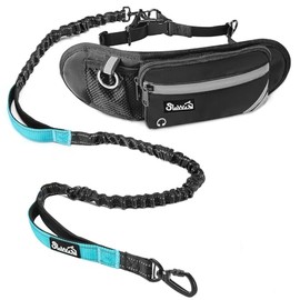 SlowTon Correa Manos Libres para Perro, Correa de Cintura Ajustable Que Absorbe Choques, Reflectante Correa de Perros con Extraíble Riñonera de Cremallera, Doble Asa y Anillo D, para Correr Caminar