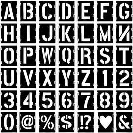 XUKZIMA 42 Piece Letter Stencil Set, Reusable Letters Numbers Sign Stencils, Alphabet Stencil for Wooden Signs Painting DIY and Crafts