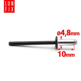 Aluminium Blind Rivets Pop Rivets Steel Mandrel Industry Standard DIN7337 4.8 x 10 mm Pack of 100 RAL 9005 Jet Black