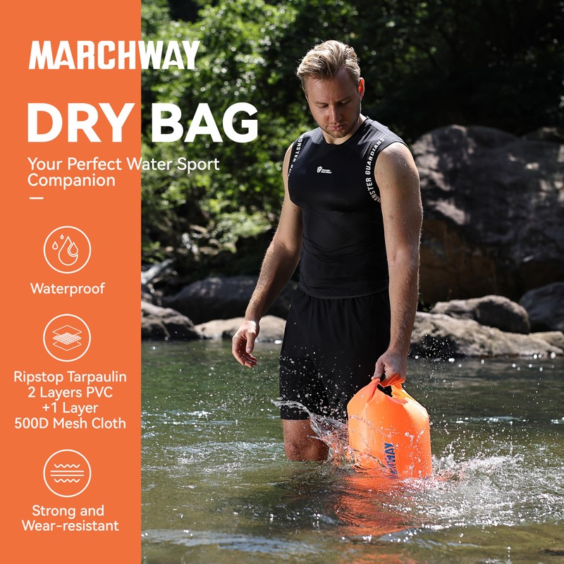 MARCHWAY Floating Waterproof Dry Bag Backpack 5L/10L/20L/30L/40L, Roll Top Sack