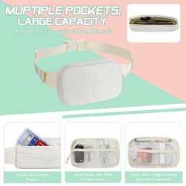 MoKo Fanny Packs for Women Men, Fashion Running Waist Packs, Crossbody Mini Bag Fanny Pack Belt Bag with Adjustable Strap for Running Outdoors Workout Travel Hiking Cycling, Beige
