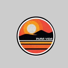 DF Pura Vida Costa Rica Sunset Sticker - Premium Vinyl Decal for Cars, Laptops, Bumpers & Windows - Positive Vibes Design