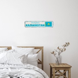 Proud to Be from Kazakhstan Dorm Home Decorations Wall Art Decal International Bunting Banner Self-Adhesive Wall Stickers for Teen Room Bedroom Bottles Outdoors Vinyl 18in