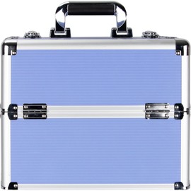 VER Beauty Women's Professional Aluminum Upgradeable Lock Sliding Tray Makeup Train Case Organizer, Lavender