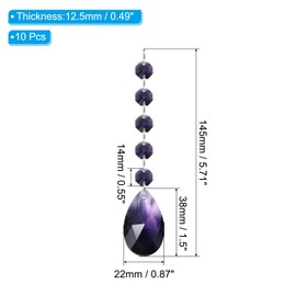 PATIKIL Teardrop Crystal Chandelier Pendants Beads, 10 Pack 145mm Length 38mm Chandelier Prisms Parts Ornaments Hanging Beads for DIY Arts Crafts Decoration, Violet