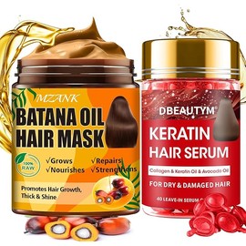 Batana Oil for Hair Growth & Keratin Hair Treatment Serum,Batana Hair Mask for Damaged Hair and Growth,40 Capsules Leave-in Hair Oil Anti Frizz Hair Conditioner Serum