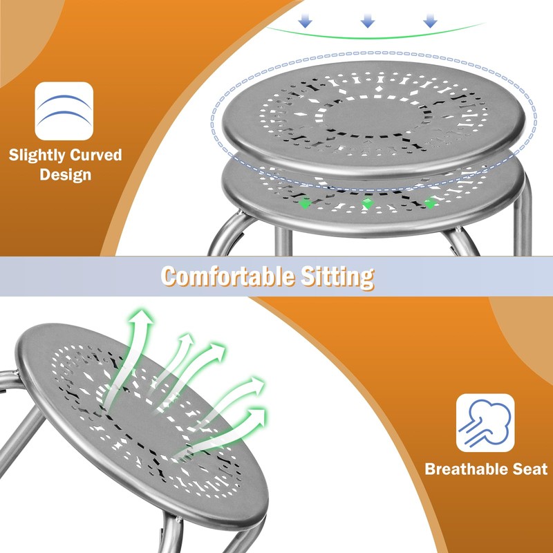 POWERSTONE Stackable Stools 6 Pack, Portable Stacking Bar Stools Iron