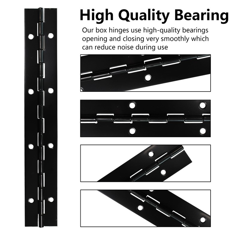 AUXBC 4PCS 8Inch Black Piano Hinge, Heavy Duty Metal Continuous