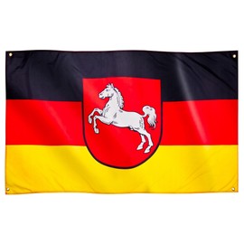 Runesol Lower Saxony Flag for Balcony, 91 x 152 cm, Lower Saxony Flag with 4 Eyelets, Germany Federal State Flag, Premium Flags for Indoor and Outdoor Use, Vibrant Colours