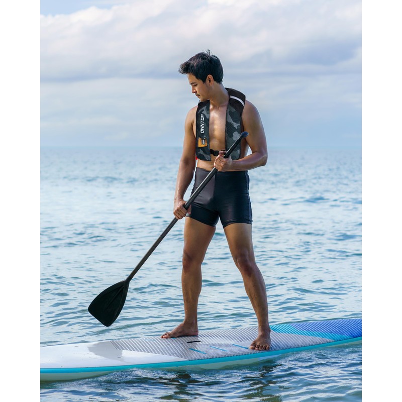 Owntop Life Jacket Self Inflating Shoulder Vest with Pockets (Black