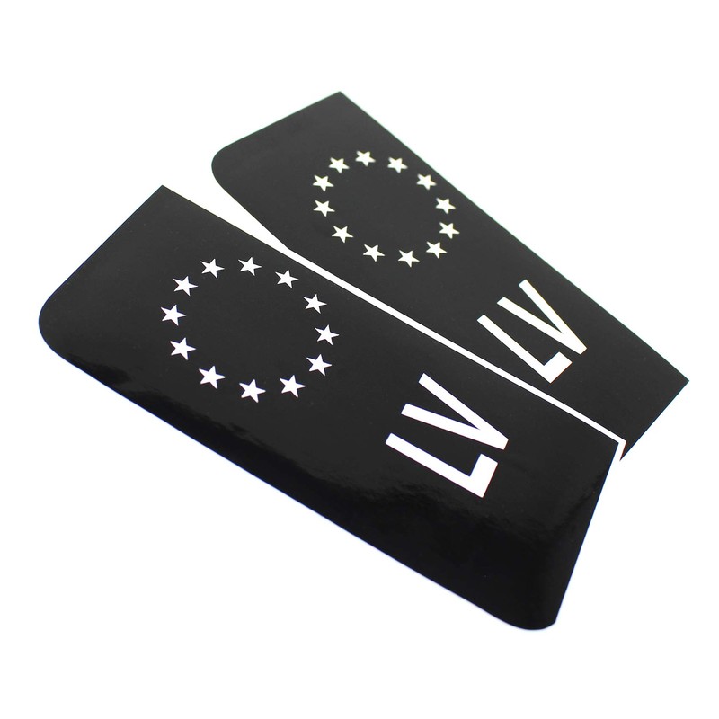 2 x Number Plate EU Field Sticker Film, Black, Car,