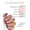 French Tip Press On Nails Almond (Noir) Medium Length Reusable