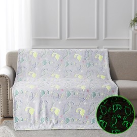 Glow in The Dark Dinosaur Blanket, Soft Cozy Dino Throw Blankets for Bed Couch Sofa Camping Travel, Dinosaur Gifts for Kids Adult (29.5" x 39.3"(75 x 100 cm))