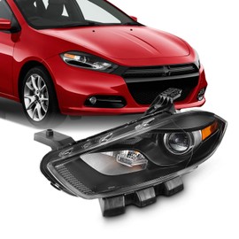 AKKON - For Dodge Dart Halogen Type Black Driver Left Side Front Headlight Head Lamp Front Light Replacement