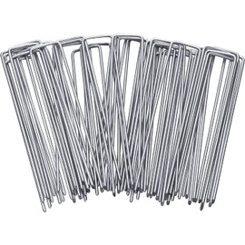 Garden Stake 100pcs Garden Landscape Staple Anti-Rust Securing Pegs Steel U Shaped Nail Pin Heavy Duty Ground Garden Staple Pin Spikes for Landscaping Ground Cover