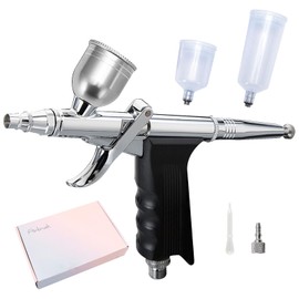 Airbrush Kit 0.3mm Air Brush Painting Set Dual Action Airbrush Kit with 7cc &30ml & 40ml Plastic Paint Cup Airbrush Spray Tool Set for Tattoo, Makeup, Nail, Model