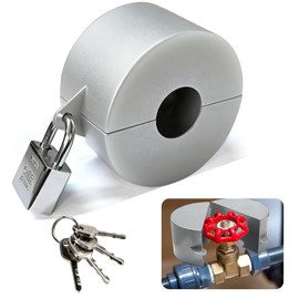 Young Dance Metal Gate Valve Locking Device with Lock - Gas Valve Locks, Water Spigot Lock, for 1-1/2 to 3 in Dia Valve Handles, Prevent Water Theft, Unauthorized Water Use (Silver)