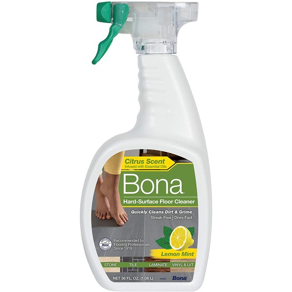 Bona Hard-Surface Floor Cleaner, 36oz Spray, Lemon Mint Scent, 36 Fl Oz