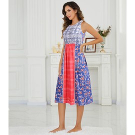 ETOSELL Womens Soft Breathable Nightgown Sleeveless Sleepwear Lounge Wear With Pockets Casual House Dress for Sleeping