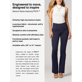 Conceited Womens Dress Pants with Tummy Control - Wear to Work - Stretch High Waisted Slacks with Pockets - Navy Blue - Large
