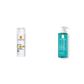 La Roche Posay protector solar facial anthelios age correct crema ligera fps50 + La Roche Posay Effaclar Gel Microexfoliante Gel Limpiador Facial y Corporal, 400 ml