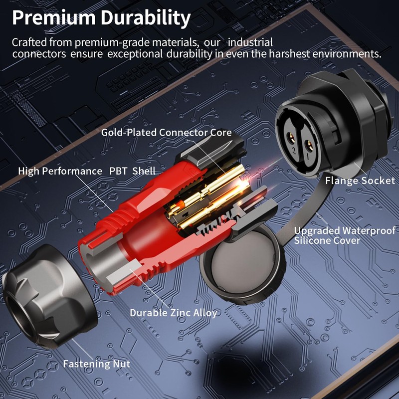CNLINKO YM-20 Single-Hole Waterproof Connector with PIN Partitioned Design, IP68