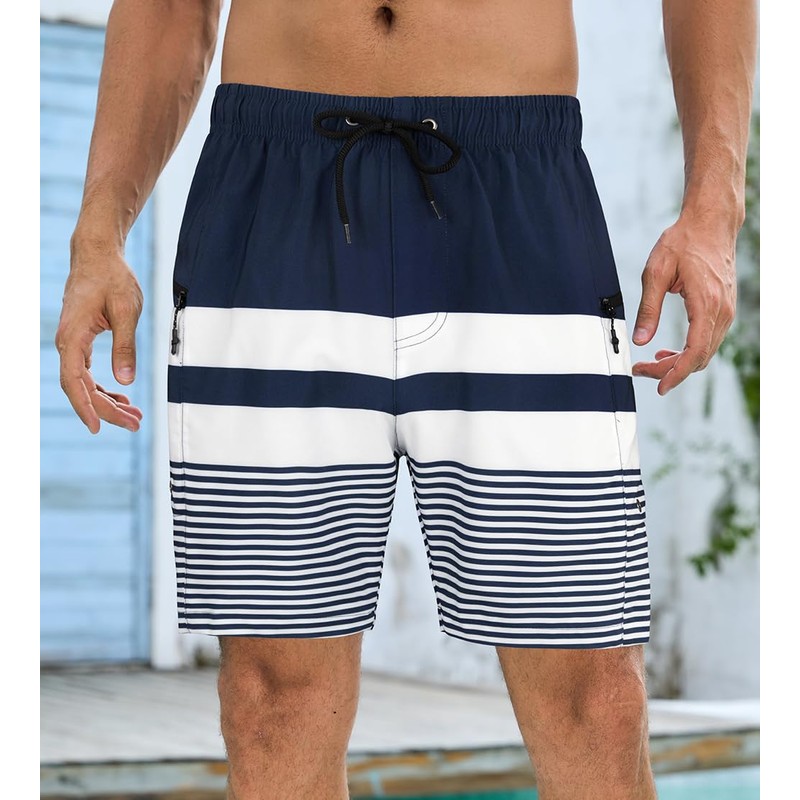 SHEKINI Mens Quick Dry Swimming Trunks with Compression Liner 2