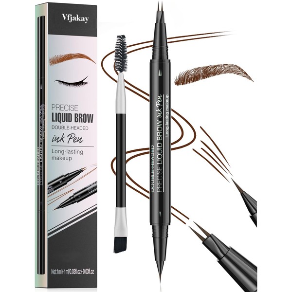 Microblading Eyebrow Pen, Dual-Ended Brow Pencil with 2-Fork-Tip and Precise